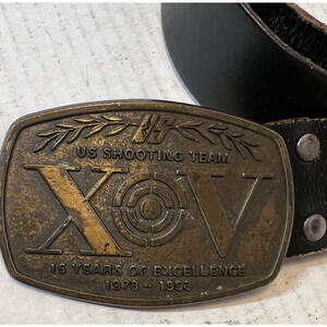 1993 U.S. SHOOTING TEAM Brass Belt Buckle "15 Years of Excellence" Firearms Club